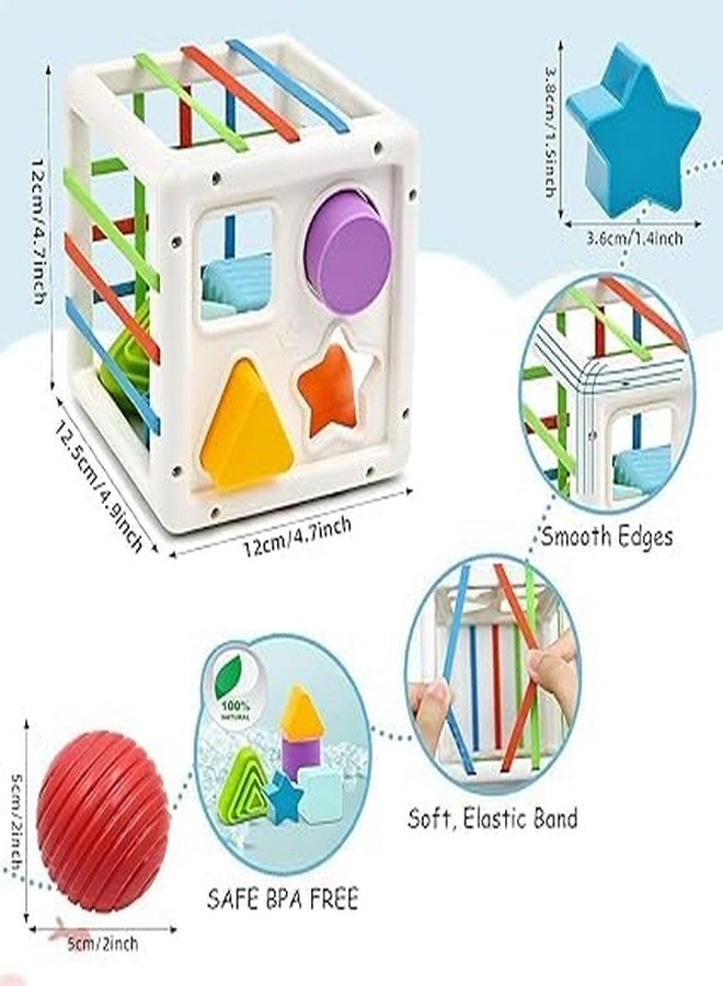 HELLYZ Shape Sorter Baby Sensory Cube Toy for Kids & Toddlers 0-4 Years | 10 Colorful Shape Blocks | BPA-Free & Non-Toxic Montessori Learning Toy | Educational & Fun Birthday Gift - Image 2